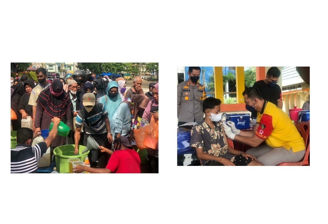 Polres Inhil Layani Vaksinasi di Pasar Murah Besutan Kadin