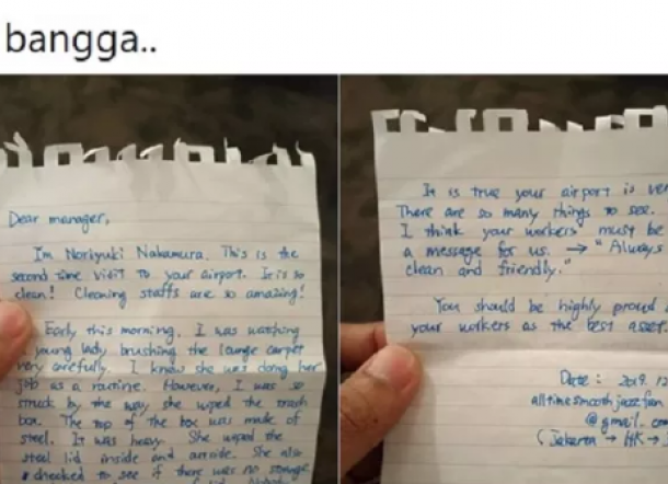 Turis Jepang Tulis Surat soal Kebersihan Bandara Soekarno Hatta, ini Isinya