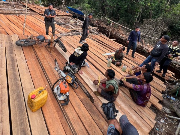 Polres Inhil Tetapkan Enam Warga Simpang Gaung Jadi Tersangka Illegal Logging