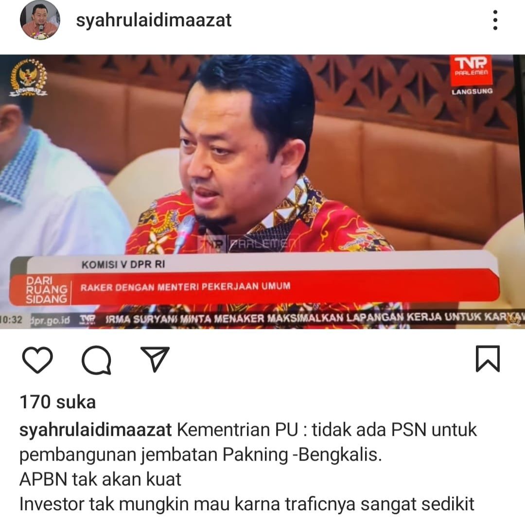 Tanggapi Cuitan Anggota DPR RI, Kadis PUPR Bengkalis: Pembangunan Jembatan Bengkalis Murni Harapan Masyarakat