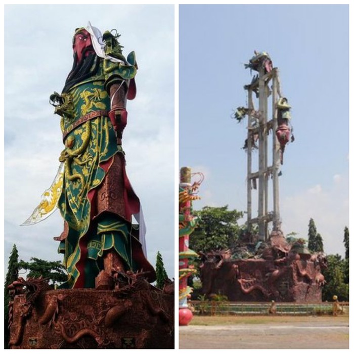 Duh! Patung Dewa di Kelenteng Tuban Senilai Rp 1,5 Miliar Runtuh Tanpa Sebab