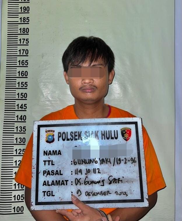 Polsek Siak Hulu Amankan Pengedar Narkoba Sabu Yang Resahkan Warga Perumahan Pandau Jaya