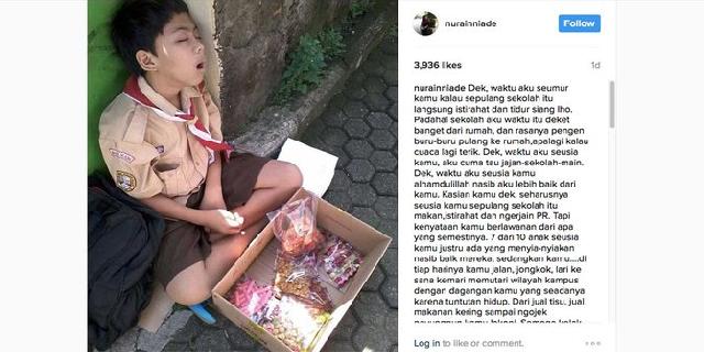 Cerita kegigihan Abil, siswa SD berjualan hingga tertidur di trotoar