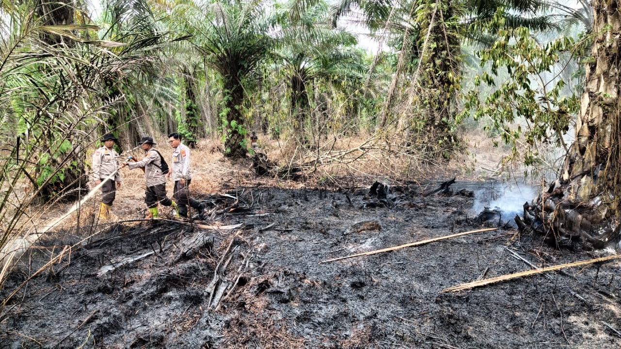 Polsek Bangko Pusako Padamkan Karhutla di Lahan Gambut Sukajadi