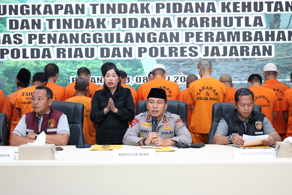 Polda Riau Ungkap Pembabatan Hutan Produksi Terbatas di Rokan Hulu, Dua Tersangka Diamankan