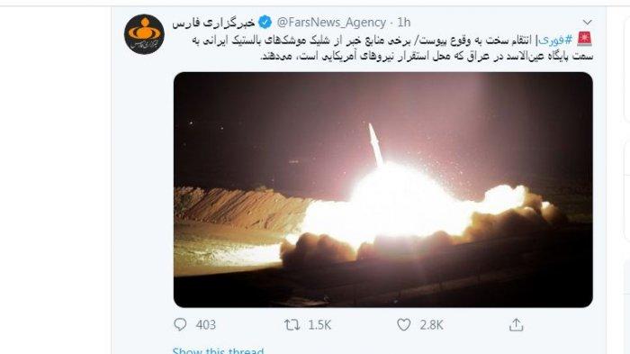 Roket Iran Hantam Pangkalan Militer AS di Irak