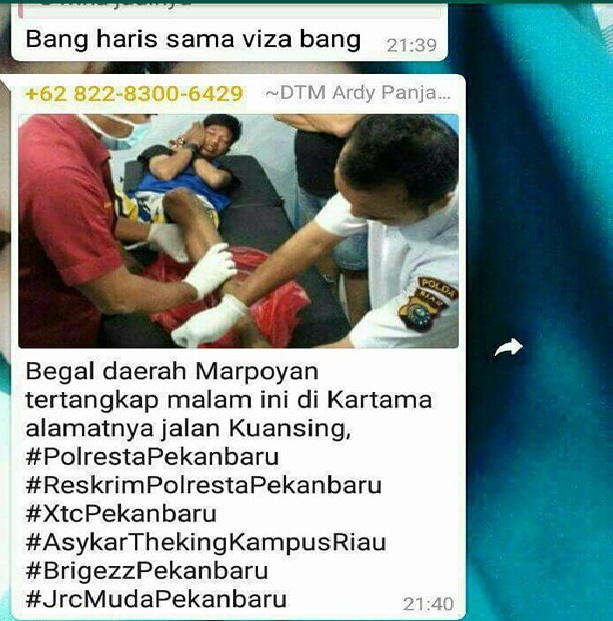 Difitnah Sebagai Pelaku Begal dan Tertangkap, Ketua XTC Pekanbaru Tegaskan itu Hoax