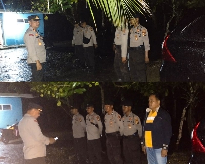 Diguyur Hujan, Polsek Kuantan Mudik Tetap Lakukan Pengamanan Kampanye Dialogis di Kuansing