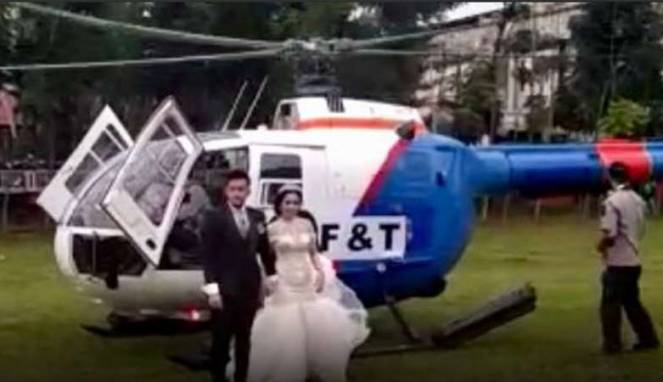 Pengantin Berlatar Helikopter Polri Hanya Pre-Wedding