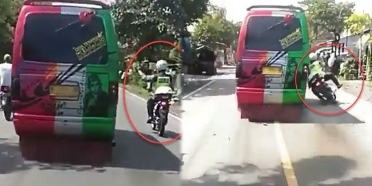 Viral Video Patroli Bermotor Polisi Dihajar Angkot