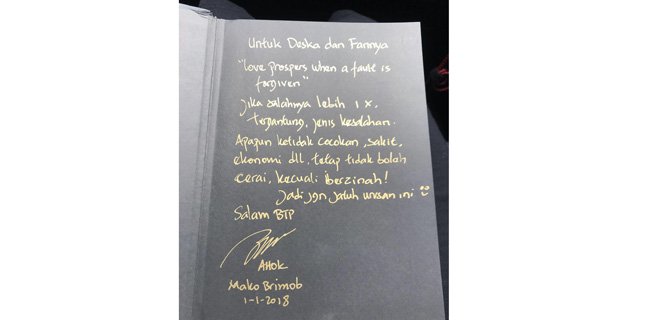 Ahok: Tidak Boleh Cerai Kecuali Berzinah