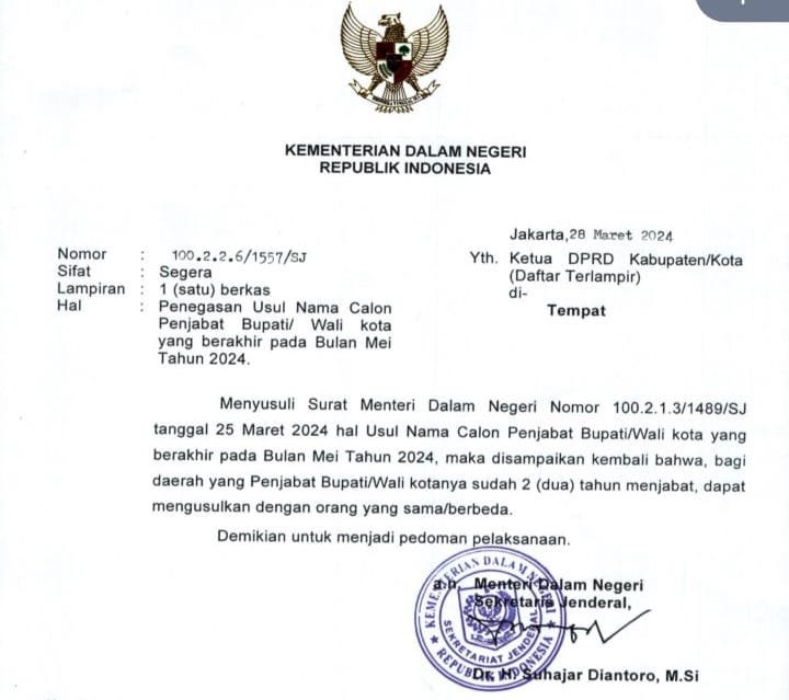 Kemendagri Ubah Syarat Pengusulan Calon Penjabat Wali Kota, Muflihun Kembali Berpotensi