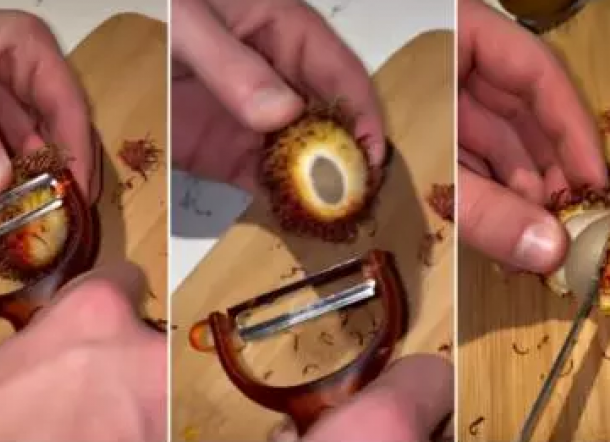 Jiaah! Bule Ini Kupas Rambutan Pakai Pengupas Kentang