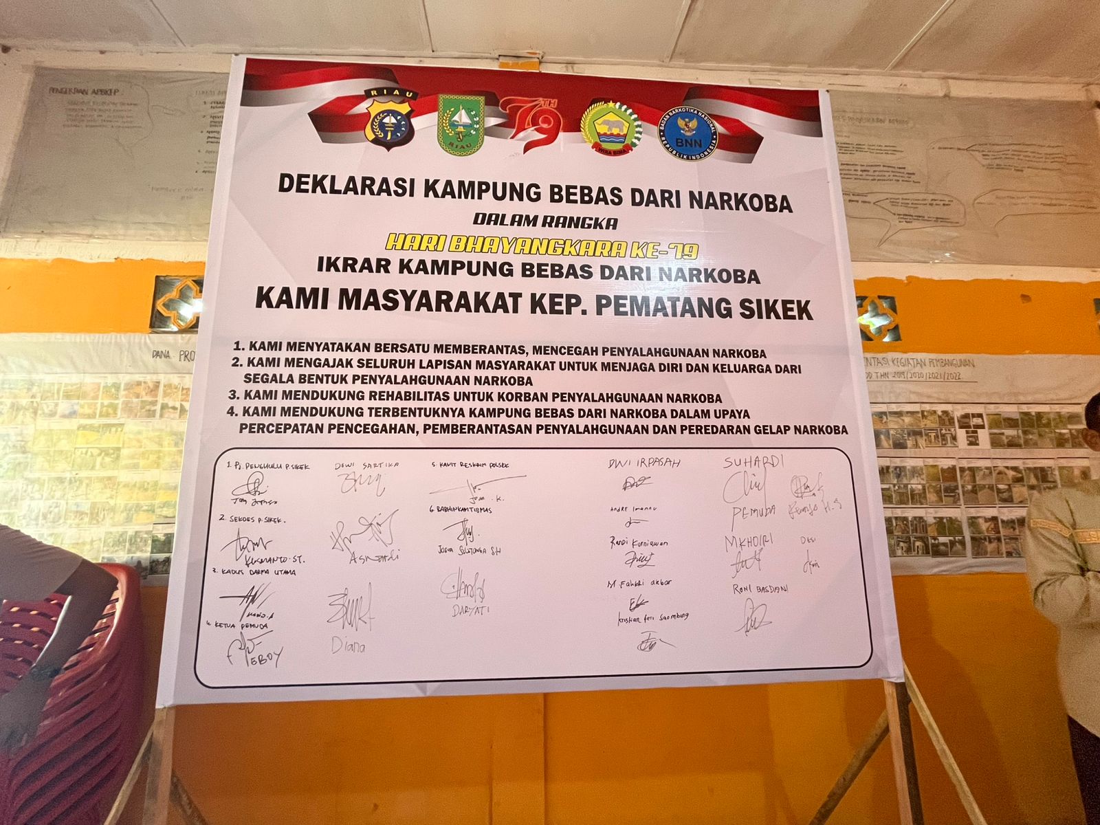 HUT Bhayangkara ke-79, Polsek Rimba Melintang dan Warga Deklarasikan Kampung Bebas Narkoba