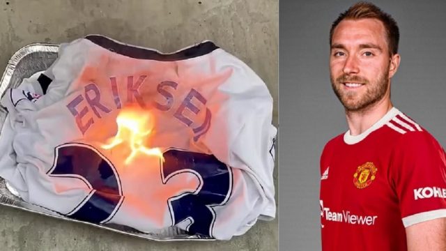 Setuju Gabung Man United, Suporter Spurs Bakar Jersey Eriksen