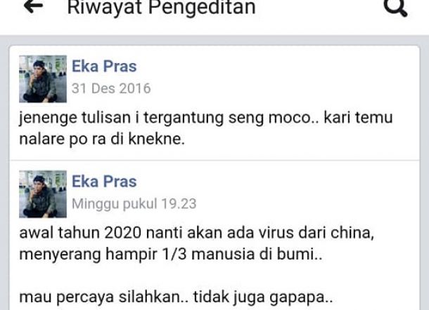 Heboh Santri Ramal Virus Corona Sejak 2016, Pemilik Akun Ini Bongkar Faktanya