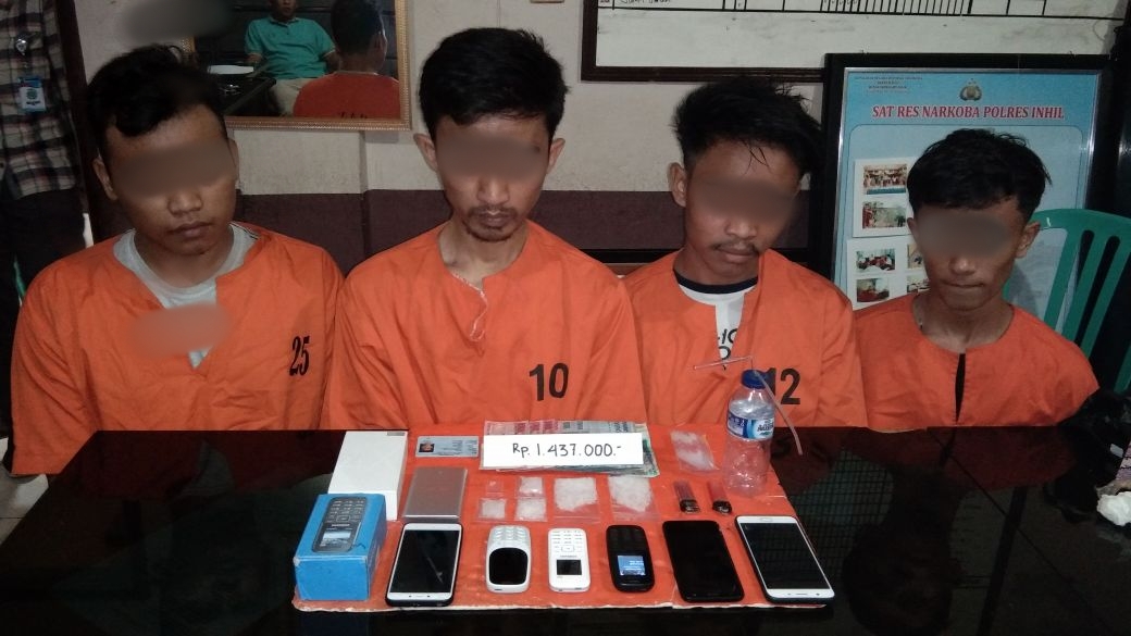 Tersandung Narkoba, 4 Pria Ini Ditangkap Satres Narkoba Polres Inhil