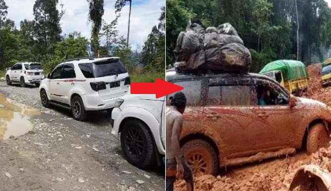 Hanya di Papua, Fortuner Dijadikan Mobil Angkot