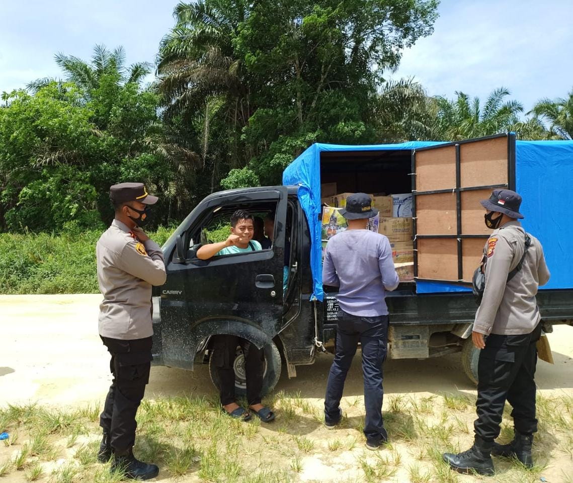 Polsek Teluk Meranti Kembali Razia Masker di Lintas Bono Pelalawan