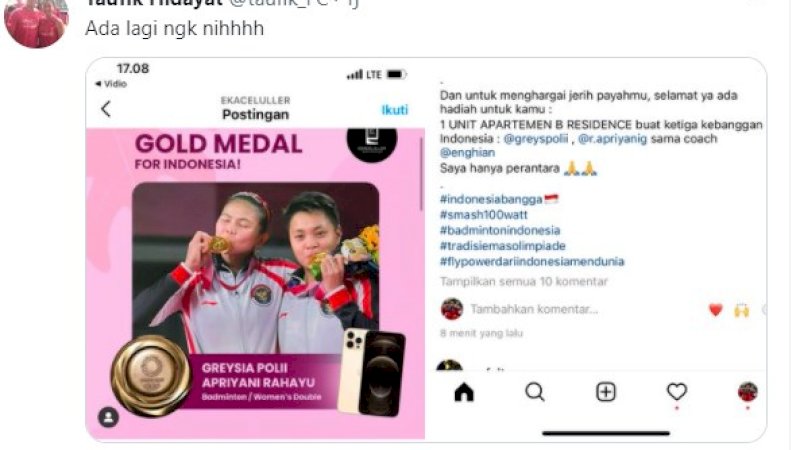 Bukan Hanya Bonus Rp5,5 Miliar, Greysia Polii/Apriyani Rahayu Juga Dapat Apartemen dan iPhone 12 Max Pro