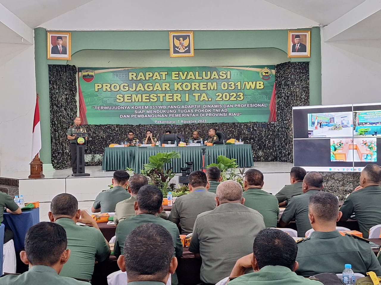 Korem 031/Wira Bima Lakukan Evaluasi Program Kerja dan Anggaran Semester I TA 2023