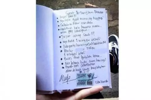 Bermaterai 6000, Surat Perjanjian Pacaran Bocah Viral, Netizen Sebut Korban Dilan