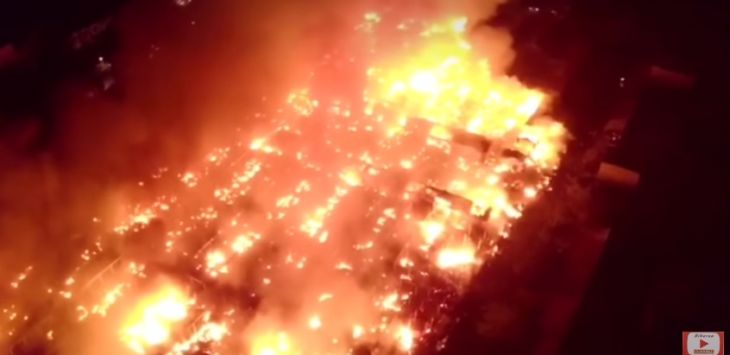 Mengerikan, Video dari Udara Kebakaran Pasar Renteng Praya Lombok Tengah Tadi Malam