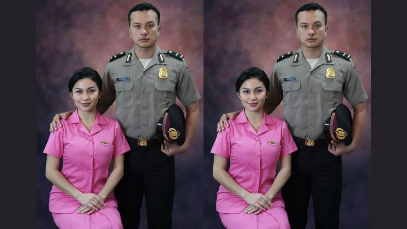 Bersanding dengan Nicholas Saputra, Ariel Tatum Terlihat Cantik Berseragam Bhayangkari