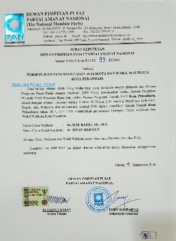 Ketua DPD PAN Pekanbaru, Yakinkan Ramli Walid Sudah Dapat Tiket Dari Partainya
