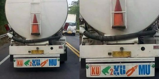 Coba Tebak, Apa Arti Gambar di Belakang Truk Ini? Lihat Foto Secara Seksama Bikin Mikir