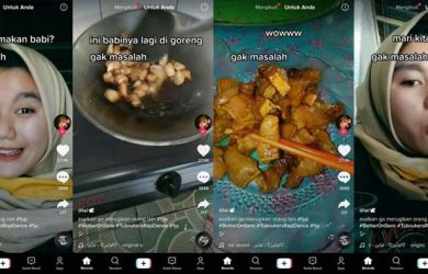 Heboh, Wanita Cantik Berkerudung Makan Daging Babi: Wow, Gak Masalah!