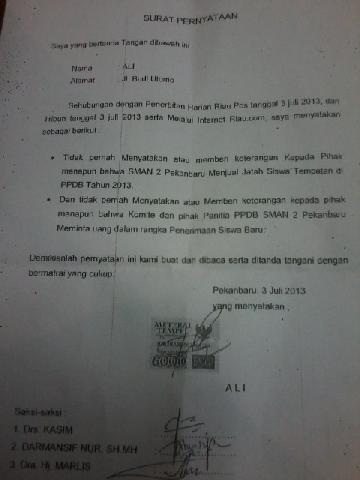 Aneh, Wali Murid yang Melaporkan SMAN 2 ke Komisi III Tiba-tiba bikin Surat Pernyataan