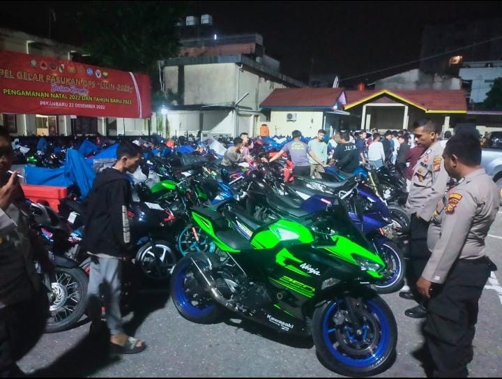 Terindikasi Aksi Balap Liar, Satlantas Polresta Pekanbaru Amankan 58 Sepeda Motor