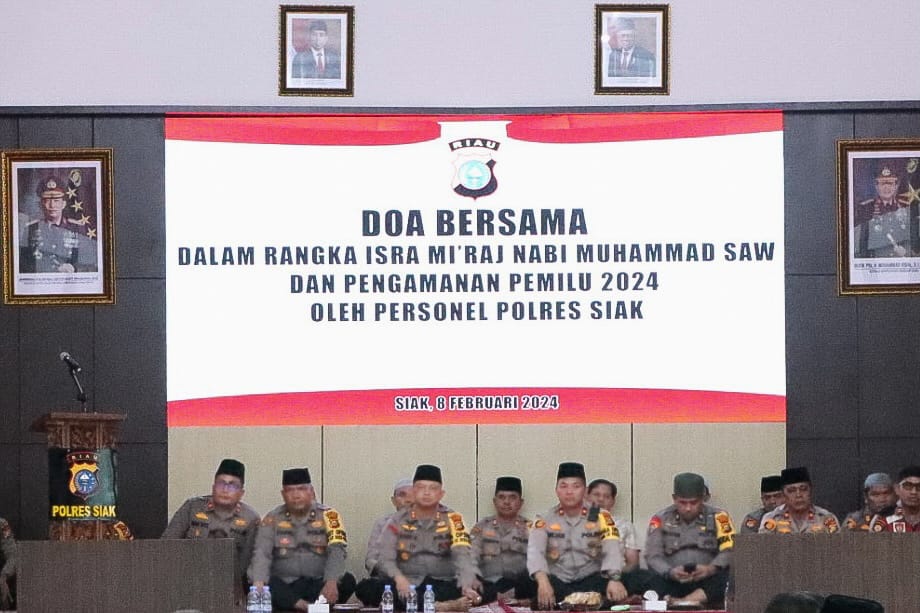 AKBP Asep Berikan Tausiah Agama pada Isra Miraj 1445 H, Ditutup Doa Pemilu Damai di Siak