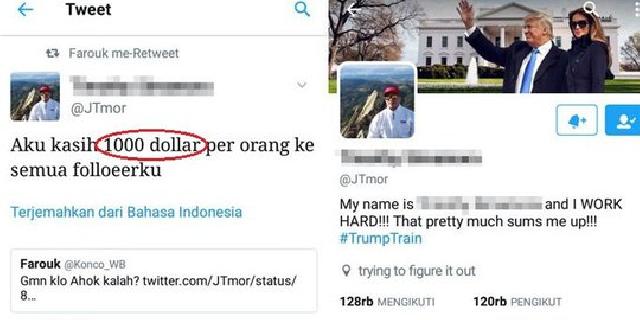Pria ini ditagih janji followernya akan bagi 1.000 dolar jika Ahok kalah