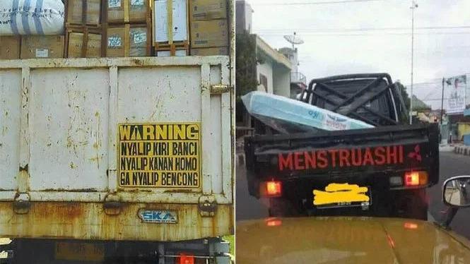 2 Tulisan Kocak di Belakang Mobil Ini Bikin Senyum-senyum Sendiri