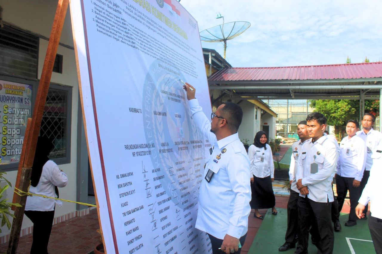 Lapas Kelas IIA Bangkinang Deklarasikan Komitmen Zero Narkoba dan HP Ilegal