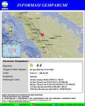 Gempa Berkekuatan 4,4 Magnitudo Guncang Rokan Hulu