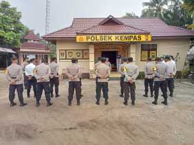 Apel Kesiapan Personil PAM TPS Polsek Kempas Jelang Pemilu 2024