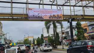 Polres Rohil Pasang Spanduk Imbauan Sukseskan Pemilu