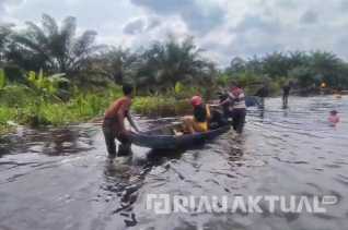 Jalan Penghubung Kampar-Pekanbaru Terendam Banjir Setinggi Satu Meter, Warga Kesulitan Melintas
