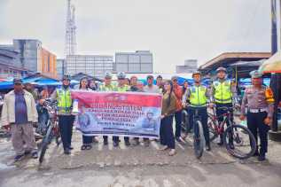 Sosialisasi Pemilu, Polres Rokan Hilir di Riau Gowes 10 Kilometer