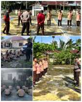 Pemberian Materi Baris Berbaris dan Peran Pramuka Saka Bhayangkara dalam Pemilu 2024