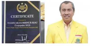 Gubri Syamsuar Raih Penghargaan Ketua DPD Golkar Terpopuler 2023