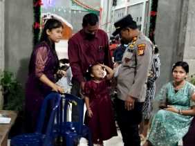 Polisi Patroli Amankan Ibadah Malam Natal di Bangko Pusako