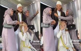 Viral Pria Foto Bareng 3 Istri saat Nikah Lagi, Ekspresi Para Wanita Bikin Terenyuh