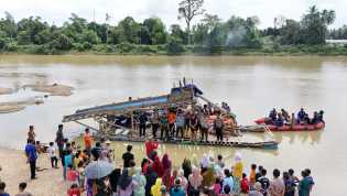 Polres Kuansing Temukan 55 Rakit PETI saat Patroli Gabungan di Sungai Kuantan