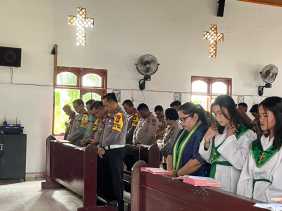 Minggu Kasih, Polres Kampar Jaga Keamanan dan Kedamaian Jelang Pilkada