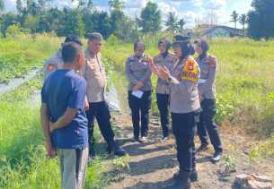 Aksi Polwan Gerak Cepat Kawal Ketahanan Pangan Sembari Pesan Pemilu Damai
